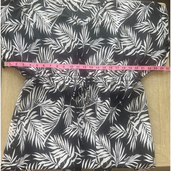 Mario Serrani Italy Womens Swim Coverup L Tropical Black White Quality V-Neck - Picture 6 of 8